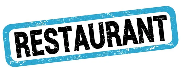 Restauracja Tekst Napisany Niebiesko Czarnym Prostokątnym Znaku Znaczka — Zdjęcie stockowe