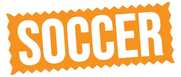 Soccer Text Written Orange Zig Zag Stamp Sign — Stock Photo, Image