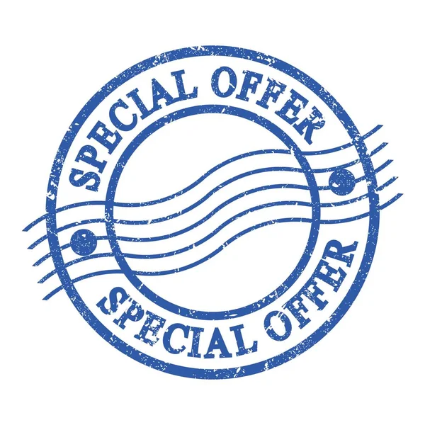 Speciale Aanbieding Tekst Geschreven Blauwe Grungy Postzegel — Stockfoto