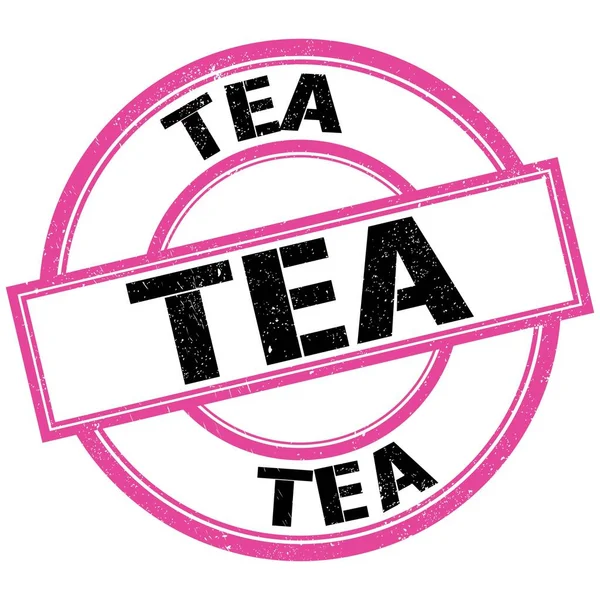 Tea Tekst Geschreven Roze Zwart Rond Stempel Teken — Stockfoto