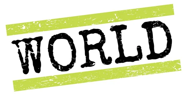 World Text Written Green Black Grungy Lines Stamp Sign — Stock Photo, Image