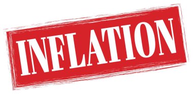 Kırmızı dikdörtgen damga işareti üzerine yazılmış INFLATION metni.