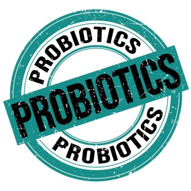 Mavi-siyah yuvarlak grungy işareti üzerine yazılmış PROBIOTICS metni