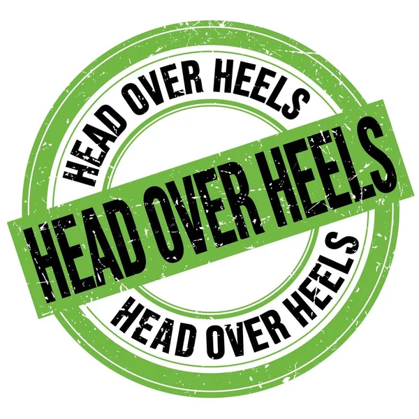 Head Heels Texto Escrito Verde Negro Redondo Signo Sello Grungy —  Fotos de Stock