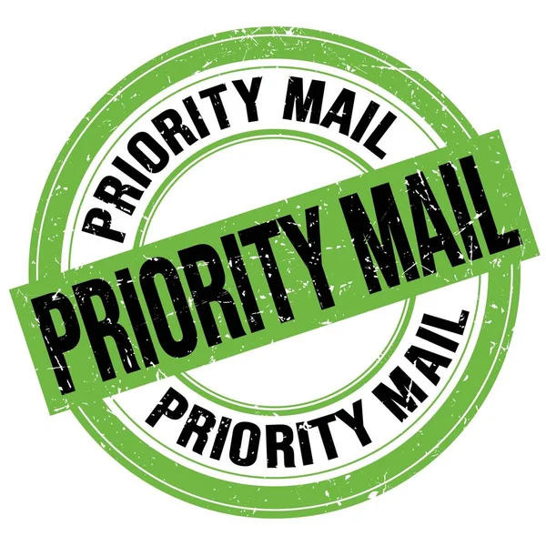 Priority Mail Text Geschrieben Auf Grün Schwarzem Rundem Grungy Stempelschild — Stockfoto