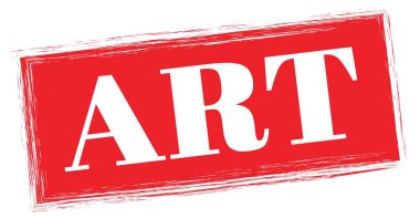 Kırmızı dikdörtgen pul işareti üzerine yazılmış sanat metni.