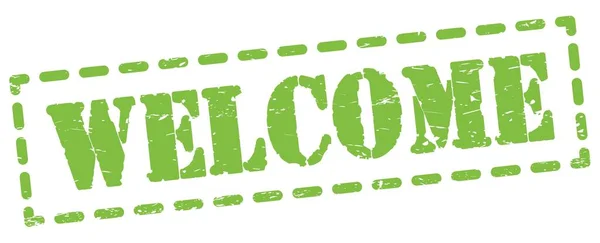 Welcome Text Written Green Dash Stamp Sign — Stock Photo, Image