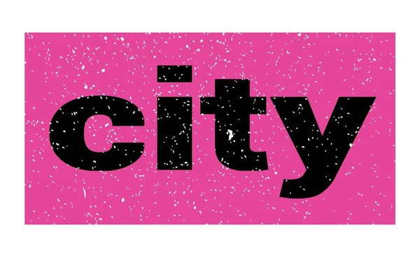 City Tekst Napisany Różowo Czarny Grungy Znak Znaczka — Zdjęcie stockowe