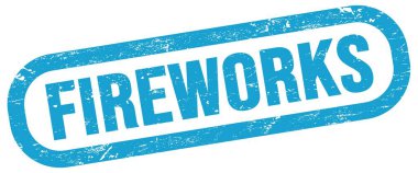 Havai fişekler, mavi dikdörtgen mühür işareti üzerinde metin.