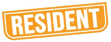 İkamet metni turuncu grungy mühür işareti üzerine yazılmış.