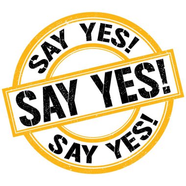 Evet de! Sarı-siyah pul işareti üzerine yazılmış metin