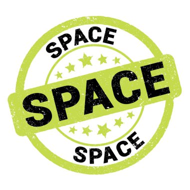 SPACE text written on green-black grungy stamp sign.