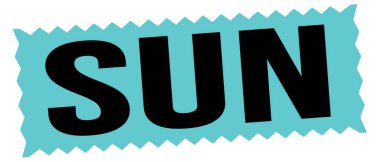 Mavi-siyah zig-zag işareti üzerine yazılmış güneş metni.