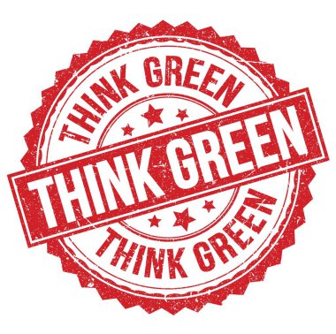 Kırmızı yuvarlak pul işareti üzerine yazılmış yeşil metni düşün