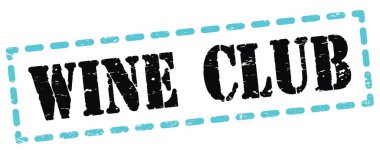 WINE CLUB metin mavi-siyah tire işareti üzerine yazılmış.