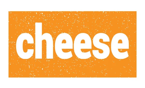 Cheese Tekst Napisany Pomarańczowym Grungy Znak Znaczka — Zdjęcie stockowe