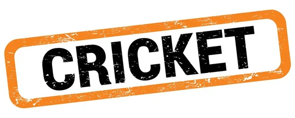 Cricket文字写在橙色 黑色矩形邮票上 — 图库照片