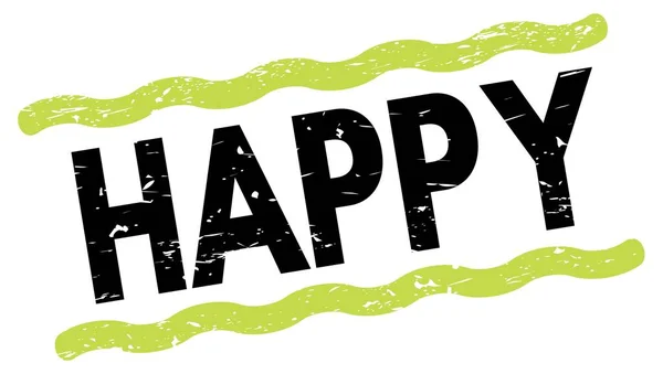 Happy Text Written Green Black Lines Stamp Sign — Stock Photo, Image
