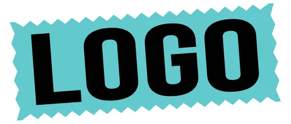青黒のジグザグスタンプ記号で書かれたロゴテキスト — ストック写真