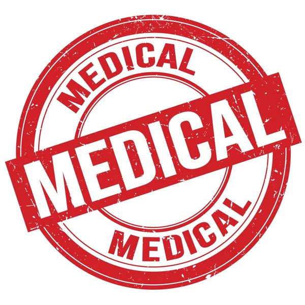 Tekst Medyczny Napisany Czerwonym Okrągłym Tabliczce Grungy — Zdjęcie stockowe