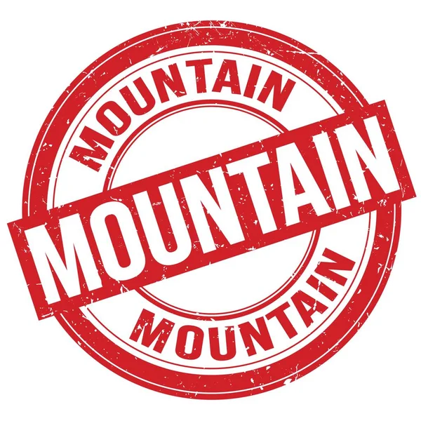 Mountain Tekst Napisany Czerwonym Okrągłym Tabliczce Grungy — Zdjęcie stockowe