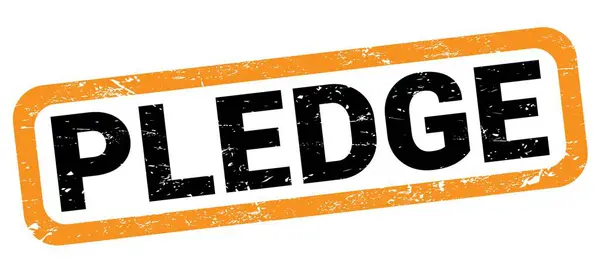Pledge Testo Scritto Arancione Nero Segno Timbro Rettangolo — Foto Stock
