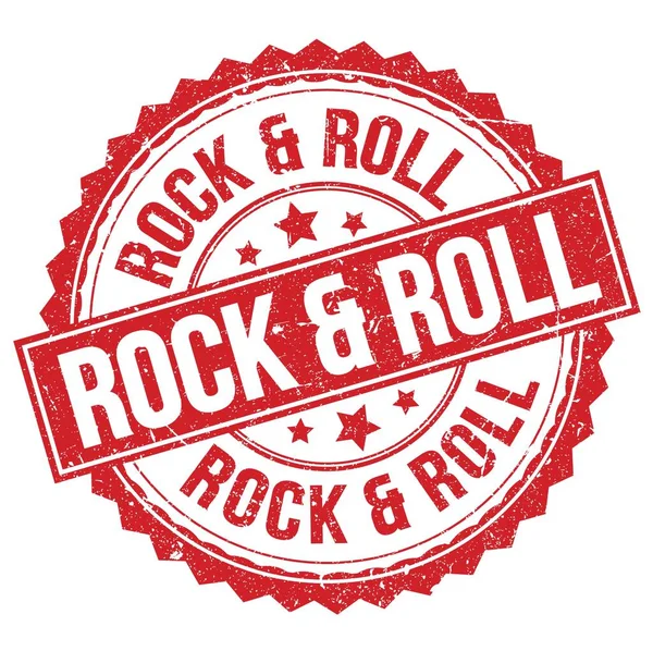 Rock Roll Szöveg Piros Kerek Bélyegzőtáblára Írva — Stock Fotó