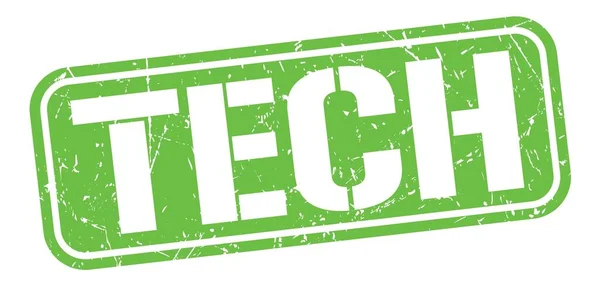 Tech Szöveg Zöld Grungy Bélyegzőtáblára Írva — Stock Fotó