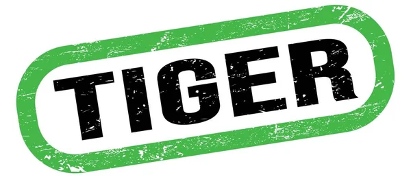 Тигер Текст Зелено Черном Прямоугольном Штампованном Знаке — стоковое фото