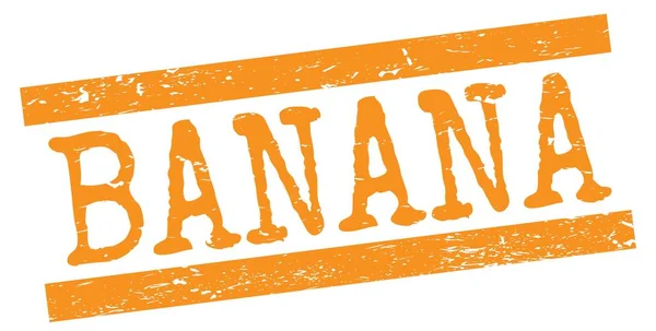 Banana Text Skriven Orange Grungy Linjer Stämpel Tecken — Stockfoto