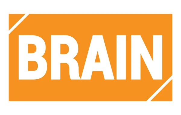 Brain Text Written Orange Rectangle Stamp Sign — Zdjęcie stockowe