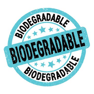Mavi-siyah grungy işareti üzerine yazılmış BIODEGRADable metni.