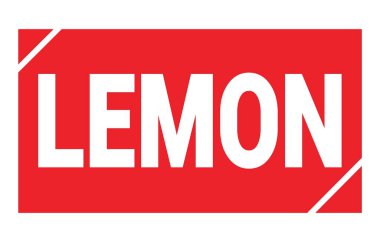 Kırmızı dikdörtgen damga işareti üzerine yazılmış LEMON metni.