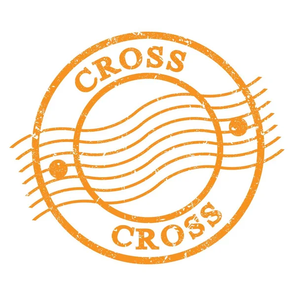 Cross Tekst Napisany Pomarańczowym Znaczku Pocztowym Grungy — Zdjęcie stockowe