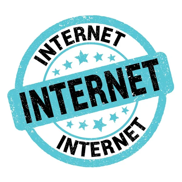 Internet Text Written Blue Black Grungy Stamp Sign —  Fotos de Stock