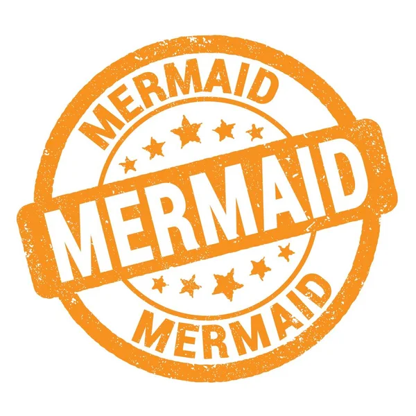 Mermaid Text Written Orange Grungy Stamp Sign — ストック写真