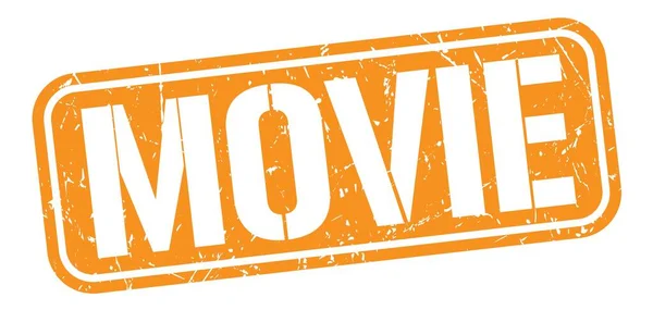 Movie Text Skriven Orange Grungy Stämpel Tecken — Stockfoto