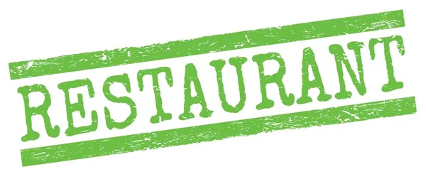 緑のグラニーラインに書かれたレストランのテキストスタンプサイン — ストック写真