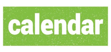 Takvim metni yeşil grungy mühür işareti üzerine yazılmış.