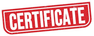 Kırmızı grungy işareti üzerine yazılmış CERTIFICATE metin.