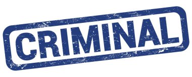 Mavi dikdörtgen mühür işareti üzerine CRIMINAL metin.