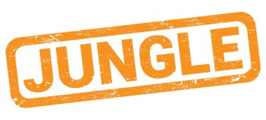Turuncu dikdörtgen damga işareti üzerine yazılmış JUNGLE metni.