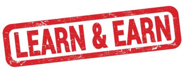 Kırmızı dikdörtgen işareti üzerine yazılan LeARN & EARN metni.