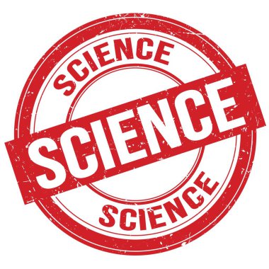 Bilimsel metin kırmızı yuvarlak grungy işareti üzerine yazılmış