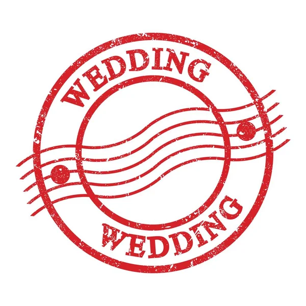 Wedding Texto Escrito Vermelho Selo Postal Grungy — Fotografia de Stock