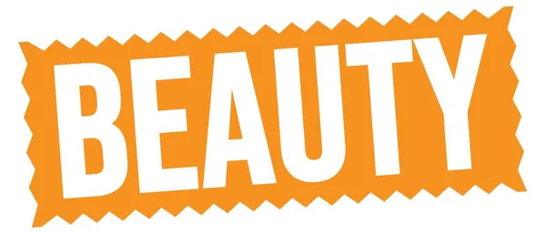 Beauty Testo Scritto Sul Segno Del Timbro Zig Zag Arancione — Foto Stock