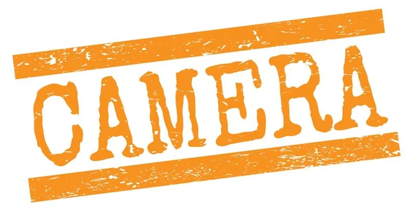 Camera Text Geschrieben Auf Orangefarbenem Grungy Lines Stempelschild — Stockfoto