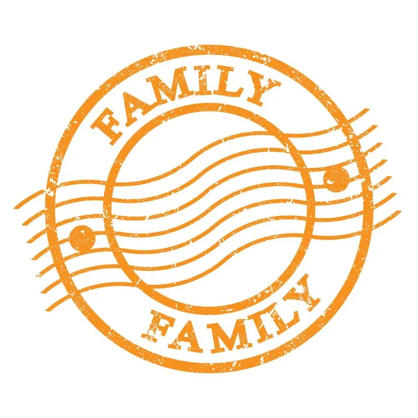 Rodzina Tekst Napisany Pomarańczowym Znaczku Pocztowym Grungy — Zdjęcie stockowe