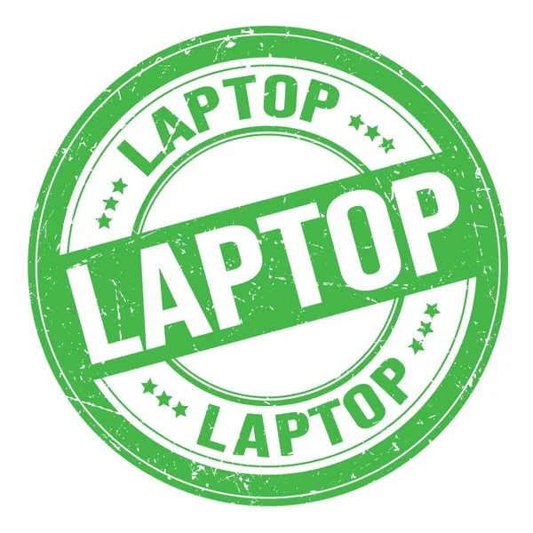 Yeşil Yuvarlak Grungy Işareti Üzerine Yazılmış Laptop Metni — Stok fotoğraf