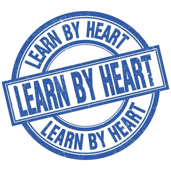 Lernen Mit Herz Geschriebenes Wort Auf Blauem Rundem Stempelschild — Stockfoto